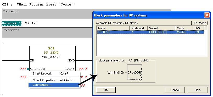 کادر Block parameter for DP systems