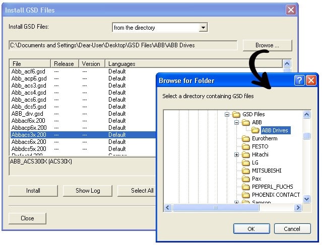 پنجره‌ی Install GSD File